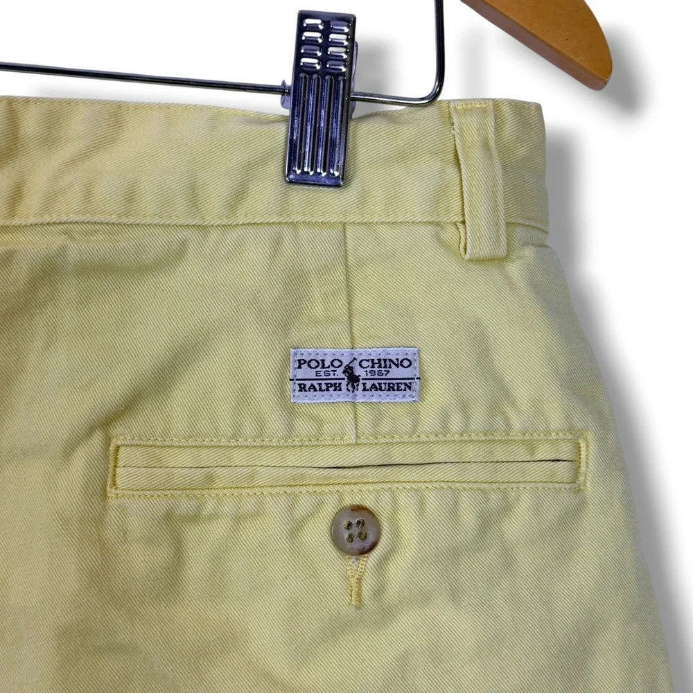 VIntage Polo Ralph Lauren Chino Shorts Mens 31 Yellow Pleated Front 100% Cotton